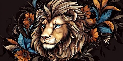 Artistic banner design highlighting the majestic beauty of lions.