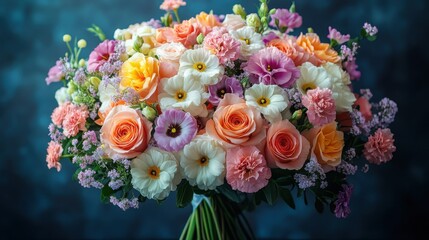 Vibrant Bouquet of Mixed Flowers. Generative AI