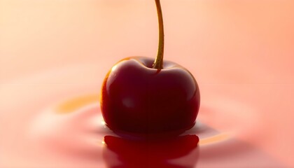 cherry with a stem sticking out of it