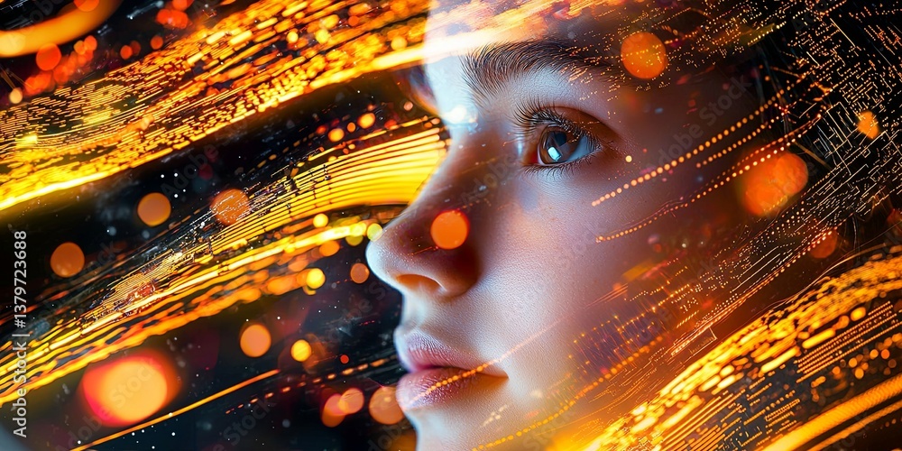 Aufkleber A digital canvas, pulsating with an array of swirling nebulae and intricate circuits, representing an endless expanse of IT possibilities, where innovation pushes the bou