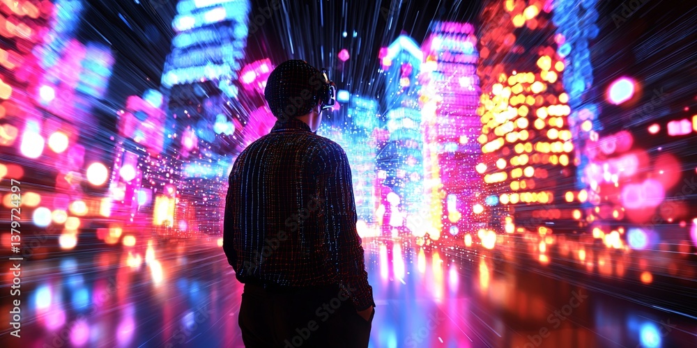 Poster a world of vibrant hues and digital dreams unfolded before me, a mesmerizing blend of virtual realit