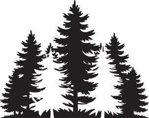 Fototapeta premium Black pine trees set vector illustration on white background