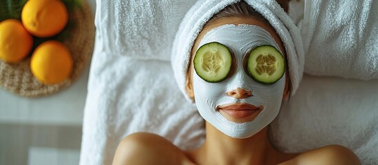 A woman relaxed with spa treatment and face mask on