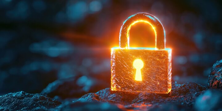 In a dimly lit digital space, a glowing, obsidian-like padlock stood sentinel, its surface shimmering with an internal light, symbolizing the impenetrable fortress of cyb