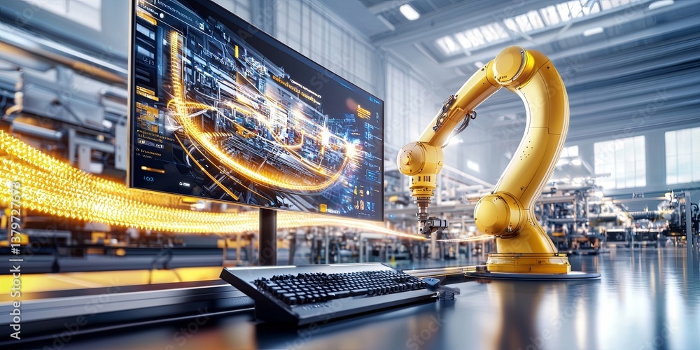Leinwandbilder a sleek, futuristic screen displayed the automated symphony of a modern factory, where intelligent m