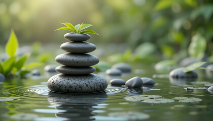 Obraz premium Zen garden stones tranquil water