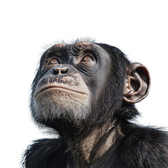 Chimpanzee headshot png intelligent primate png wild chimpanzee png close-up chimp png expressive ape png detailed chimp png transparent background image