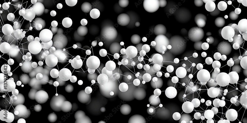 Fototapete A intricate, interconnected web of dots in black and white, a visual representation of data connections and global business, rendered with geometric vector illustrations,