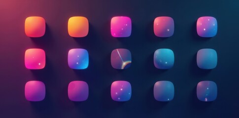 Gradient icons in a sleek and minimalist style , software, colorful, digital