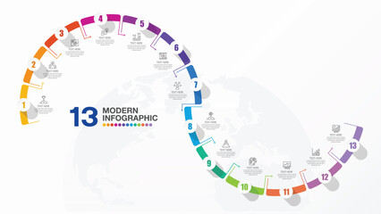 Template infographic 13 step