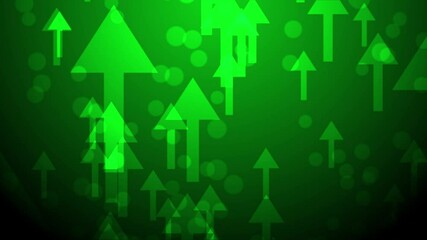 Rise of the Economy Financial Growth Success Green Arrows for Inflation Market Recovery and Profit