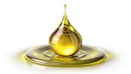 Olive Oil Drop, Cosmetic Oil Drip, Liquid Drip, White Background, Beauty Product, Skincare,  Macro Photography, Closeup, Abstract, Texture, Glossy, Shiny,  Photography