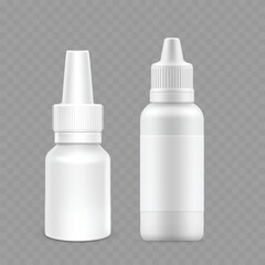 White Plastic Bottles with Nozzle for Liquid Packaging Vector
