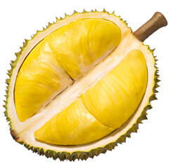 Sweet durian with leaf isolated on white background, Durian fruit isolated on white background With clipping path.