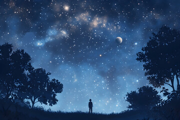 A Solitary Journey into the Vastness of the Night: Stargazing under the Cosmic Tapestry of the Milky Way