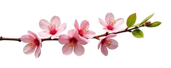 Fototapeta premium Single isolated branch with flowers or berries on white background, colorful, branch details