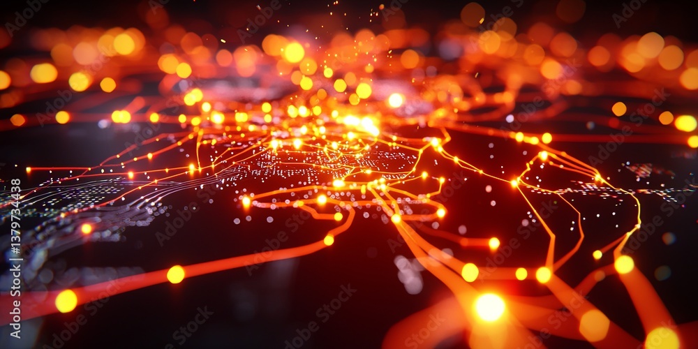 Fototapete a sleek, futuristic digital map, its surface pulsating with data points and glowing lines, revealing