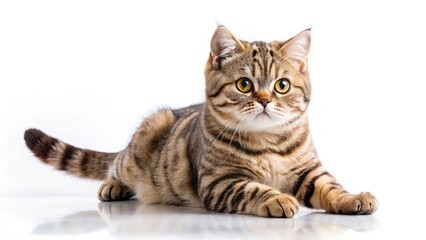 Obraz premium Scottish Straight Cat Playing Outdoors, Feline Fun, Playful Kitten, Garden Games, Adorable Pet, Happy Cat, Summer Fun