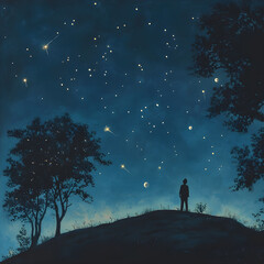 A Solitary Journey into the Vastness of the Night: Stargazing under the Cosmic Tapestry of the Milky Way