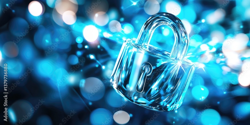 Aufkleber a translucent padlock, a symbol of digital security, gleamed against a pulsating background of vibra