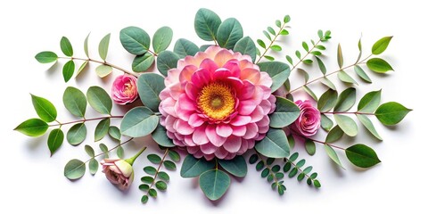 Spring Flower & Eucalyptus Photography: Isolated Floral Background, Botanical Image, Spring Bloom, Floral Design, Nature Photography