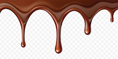 realistic dark liquid  chocolate dripping and flowing down from the top, isolated on white background