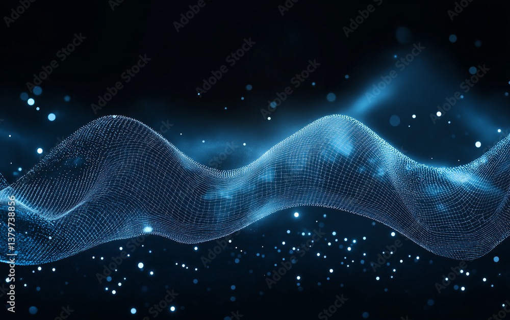 Fototapete abstract blue digital background with low-poly mesh – vector illustration of a network of dots and l