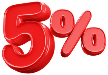 5 Percent Off Sale Red Number Promotion