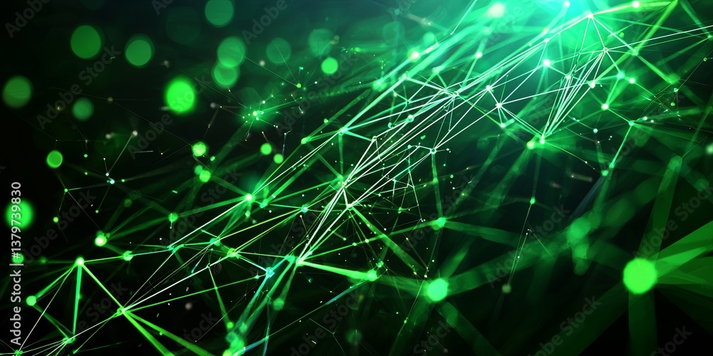 Poster A sleek, dark backdrop pulsates with a network of vibrant green lines, representing a futuristic internet connection and the boundless possibilities of big data and AI.