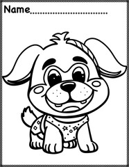 Dog Coloring page, activity for kids, preschool, kindergarten and homeschool , fit for 8.5”x11” size