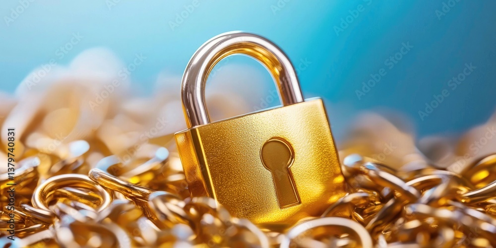Poster safeguarding financial assets and digital identities through robust cybersecurity measures.