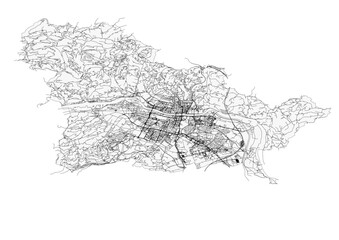 vector map of highway of maribor city in Slovenia with black and white color