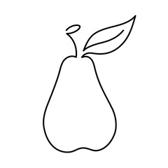 Pear fruit illustration. Single line icon. Line art Pear. Continuing line Pear illustration. Vector Outline fruit isolated on white background