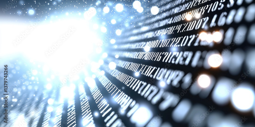 Aufkleber A vast, shimmering expanse of pure white, where binary code numbers, like ethereal stars, blinked and pulsed, creating a digital matrix of infinite possibilities.