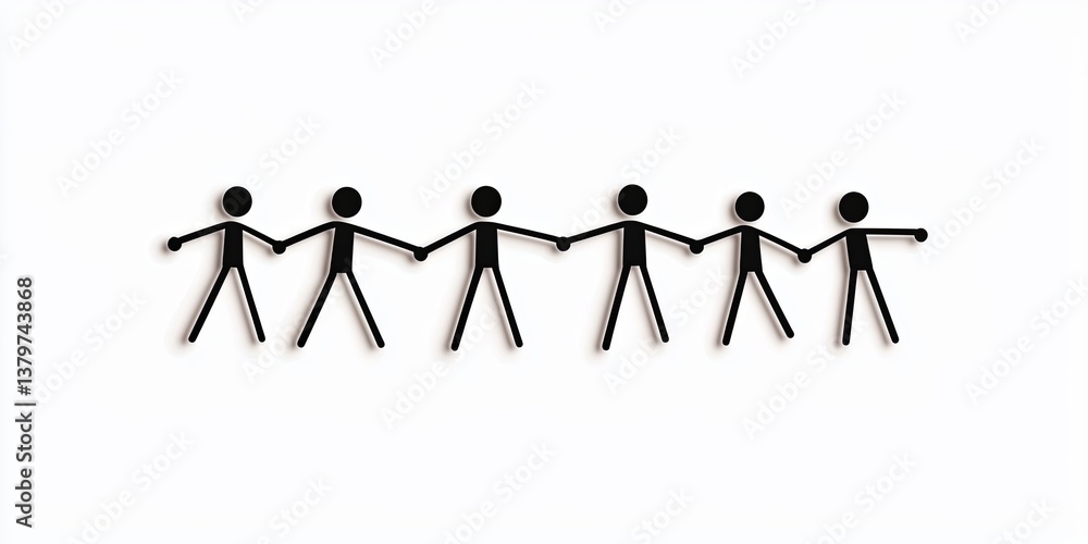 Aufkleber a single, unbroken line artfully portrays a young business group, their hands intertwined as a symbo