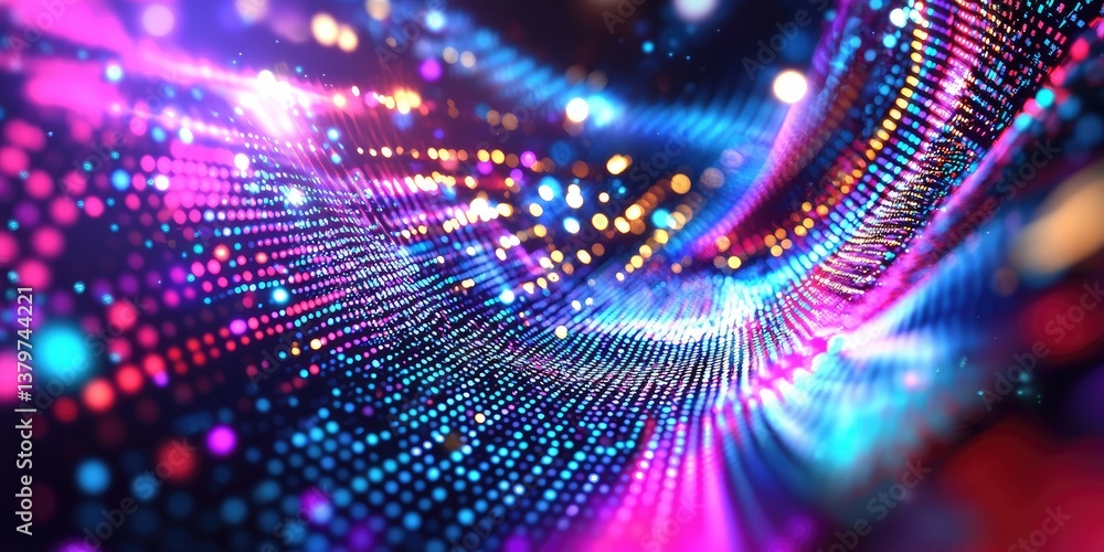Aufkleber A swirling vortex of vibrant, pulsating dots, a digital canvas where binary code writhed and danced, creating a futuristic, matrix-like backdrop.