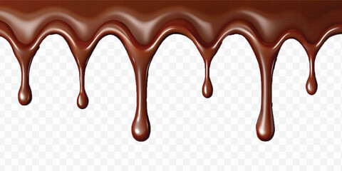 realistic dark liquid  chocolate dripping and flowing down from the top, isolated on white background