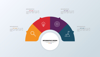 Circle chart infographic template with 4 options for presentations