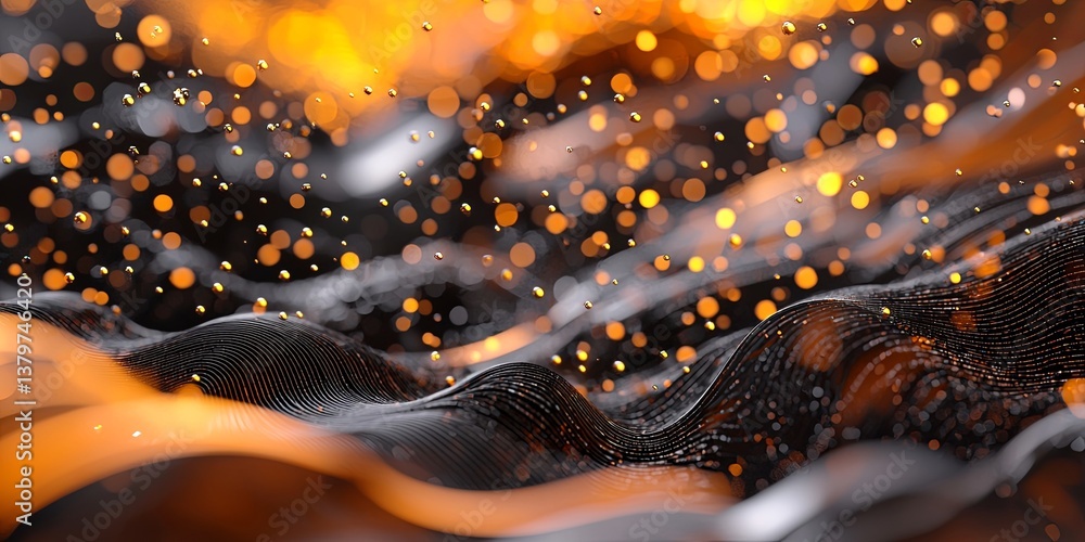 Poster A dynamic wave of particles, representing the vastness of Big Data, surges across a digital backdrop, visualized in 4K resolution to capture the intricate details and ana