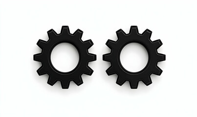 Black Gear Icons Pair for Mechanical and Engineering Design Projects