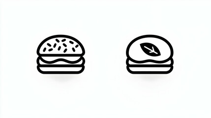 Fototapeta premium Minimalistic Sandwich Icons for Food and Restaurant Design Projects