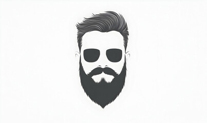 Stylish Silhouette of a Man with Beard and Mustache Wearing Sunglasses