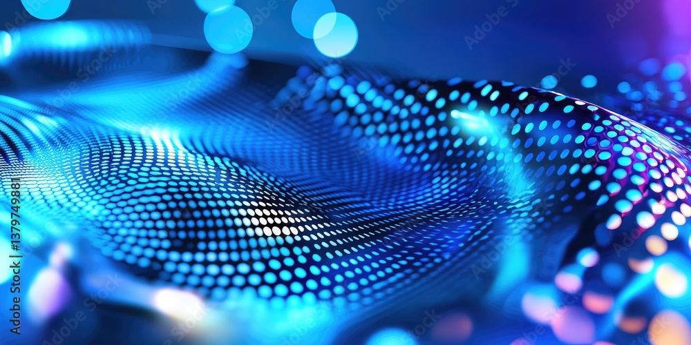 Poster a vibrant collection of blue, contemporary digital designs, featuring futuristic backgrounds with dy