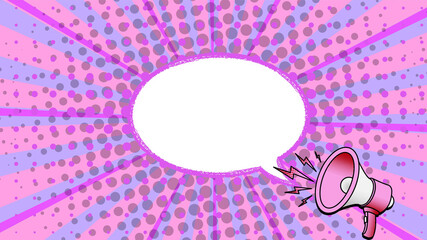 Pink comic background. pink color Comic background with speech bubble and Pop art pattern. . Vintage gradient banner Yellow cartoon retro starburst texture with dots. It's a superhero Duotone effect.