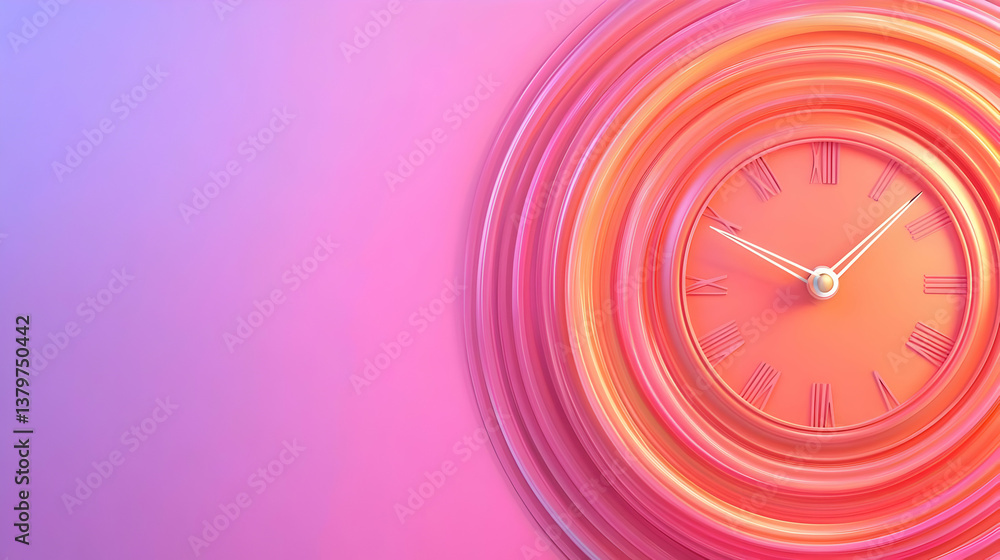 Poster digital clock with abstract swirls representing futuristic technology