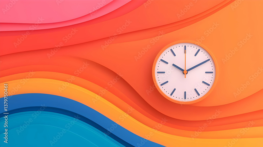 Poster digital clock on colorful abstract background for modern design