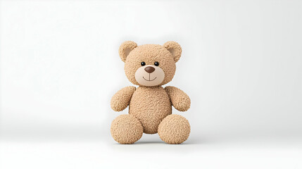 Obraz premium Charming and Friendly Teddy Bear Sitting on a Plain Background