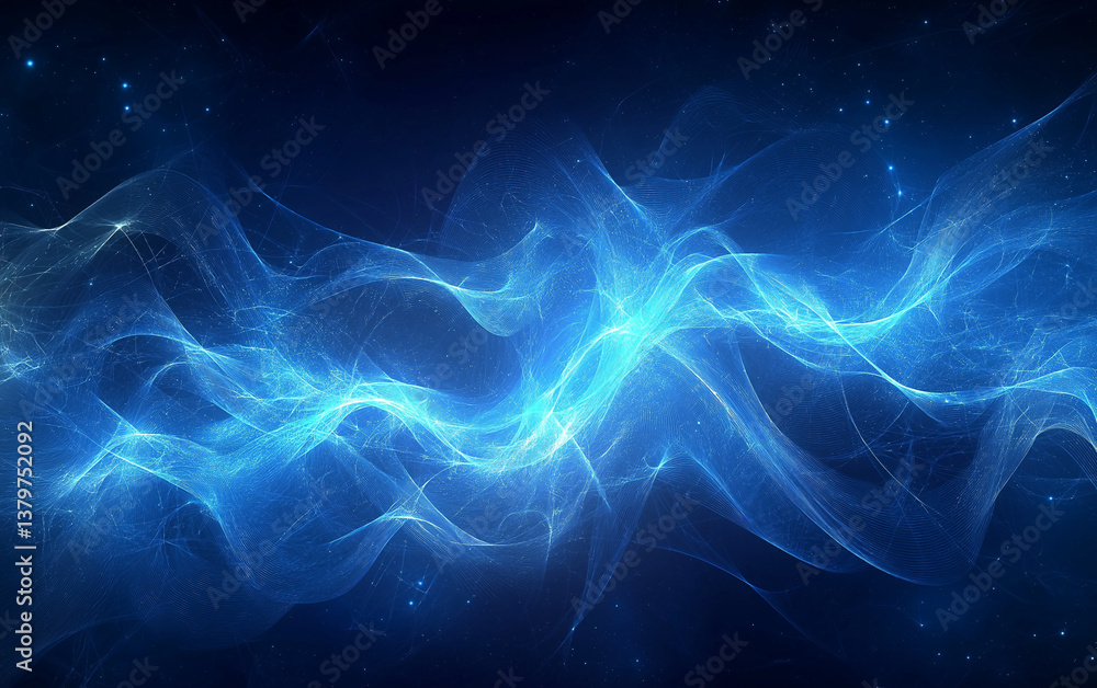 Fototapete abstract blue digital background with low-poly mesh – vector illustration of a network of dots and l