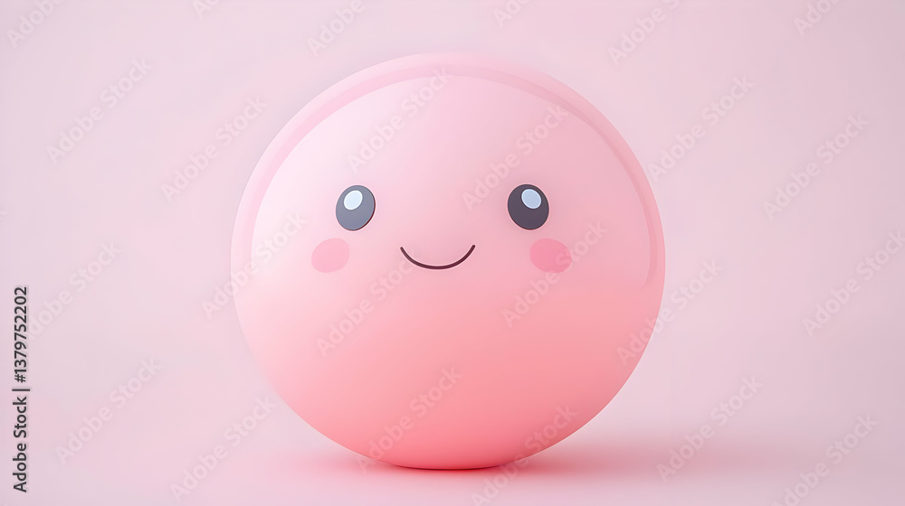 Poster delightful minimalistic smiling character on soft pastel background