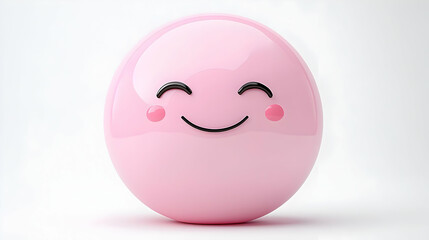 Fototapeta premium Minimalistic Smiling Pink Sphere with Pastel Colors on White Background
